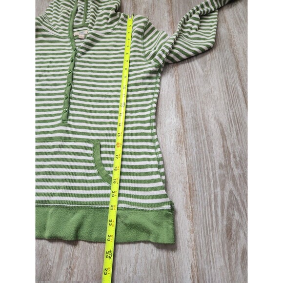 VTG Y2K So Wear It Declare It Waffle Knit Hoodie Green White Stripe Pocket Sz L - Picture 6 of 7